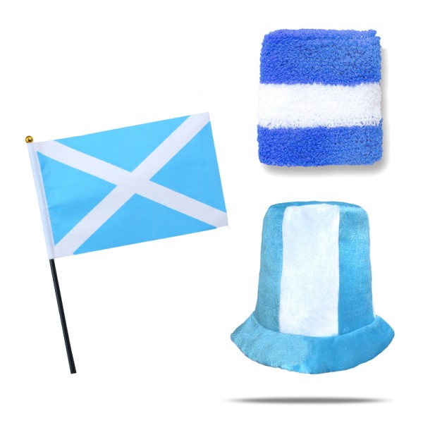 Sonia Originelli FANSET EM Fußball "Schottland" Scotland Zylinder Hut Schweißband Mini Flagge