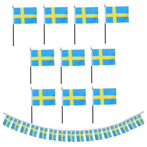 Sonia Originelli FANSET EM Fußball "Schweden" Sweden Girlande 10x Handflaggen