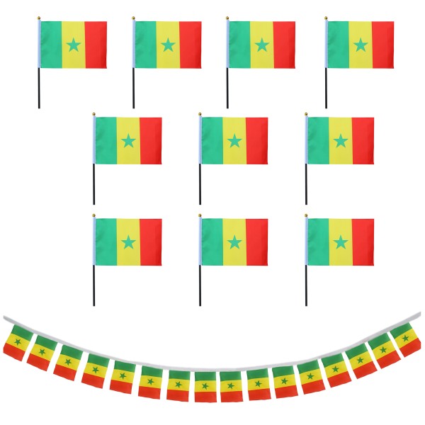 Sonia Originelli FANSET EM Fußball "Senegal" Senegal Girlande 10x Handflaggen