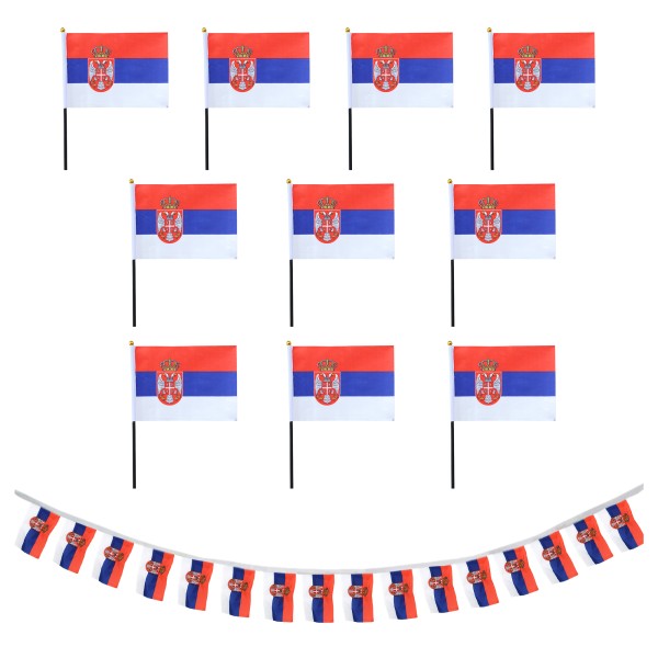 Sonia Originelli FANSET EM Fußball "Serbien" Serbia Girlande 10x Handflaggen