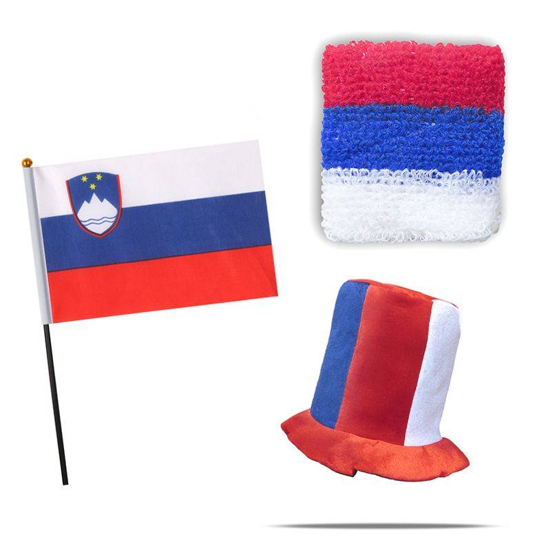 Sonia Originelli FANSET EM Fußball "Slowenien" Slovenia Zylinder Hut Schweißband Mini Flagge