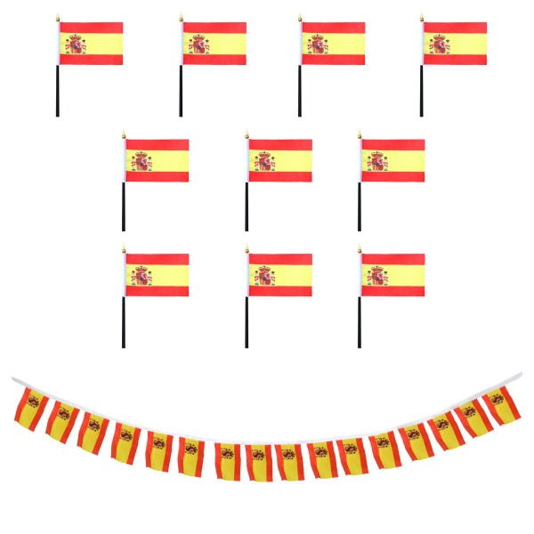 Sonia Originelli FANSET EM Fußball "Spanien" Spain Girlande 10x Handflaggen