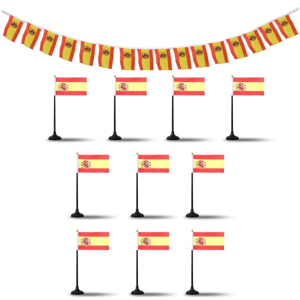 Sonia Originelli FANSET EM Fußball "Spanien" Spain Girlande Handflaggen Tischhalter