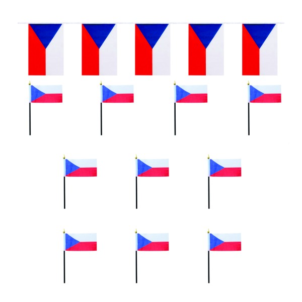 Sonia Originelli FANSET EM Fußball "Tschechien" Czech Republic Girlande 10x Handflaggen