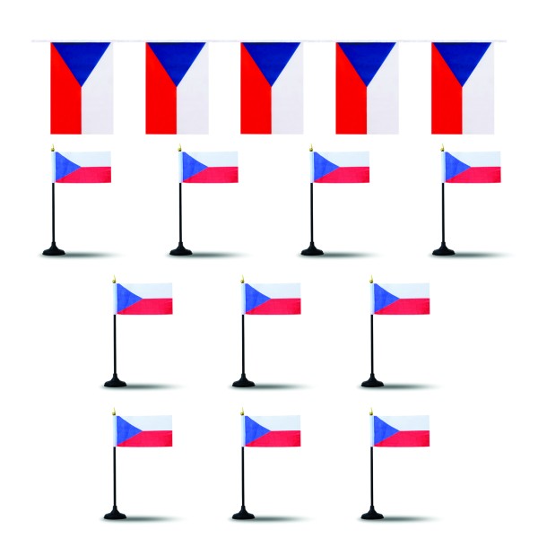 Sonia Originelli FANSET EM Fußball "Tschechien" Girlande Handflaggen Tischhalter