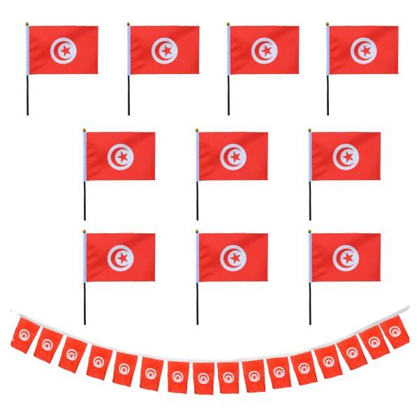 Sonia Originelli FANSET EM Fußball "Tunesien" Tunisia Girlande 10x Handflaggen
