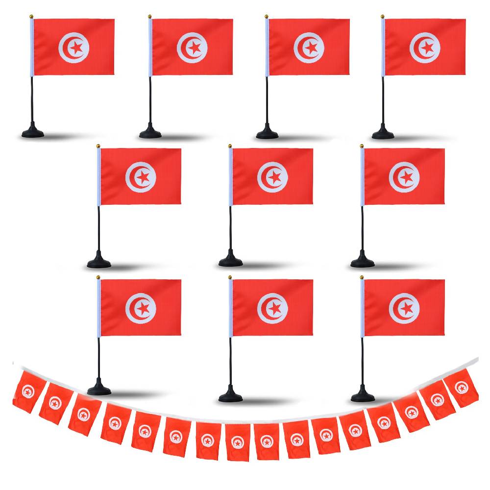 Sonia Originelli FANSET EM Fußball "Tunesien" Tunisia Girlande Handflaggen Tischhalter