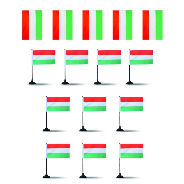 Sonia Originelli FANSET EM Fußball "Ungarn" Girlande Handflaggen Tischhalter