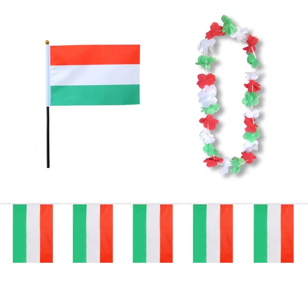 Sonia Originelli FANSET EM Fußball "Ungarn" Hungary Girlande Mini Hand Flagge Hawaiikette