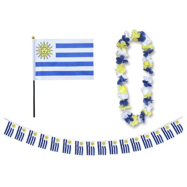Sonia Originelli FANSET EM Fußball "Uruguay" Uruguay Girlande Mini Hand Flagge Hawaiikette
