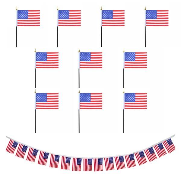Sonia Originelli FANSET EM Fußball "USA" America Girlande 10x Handflaggen