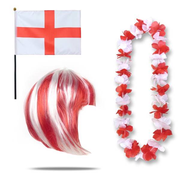 Sonia Originelli Fanset "England" Blumenkette Fahne Flagge Perücke Bob