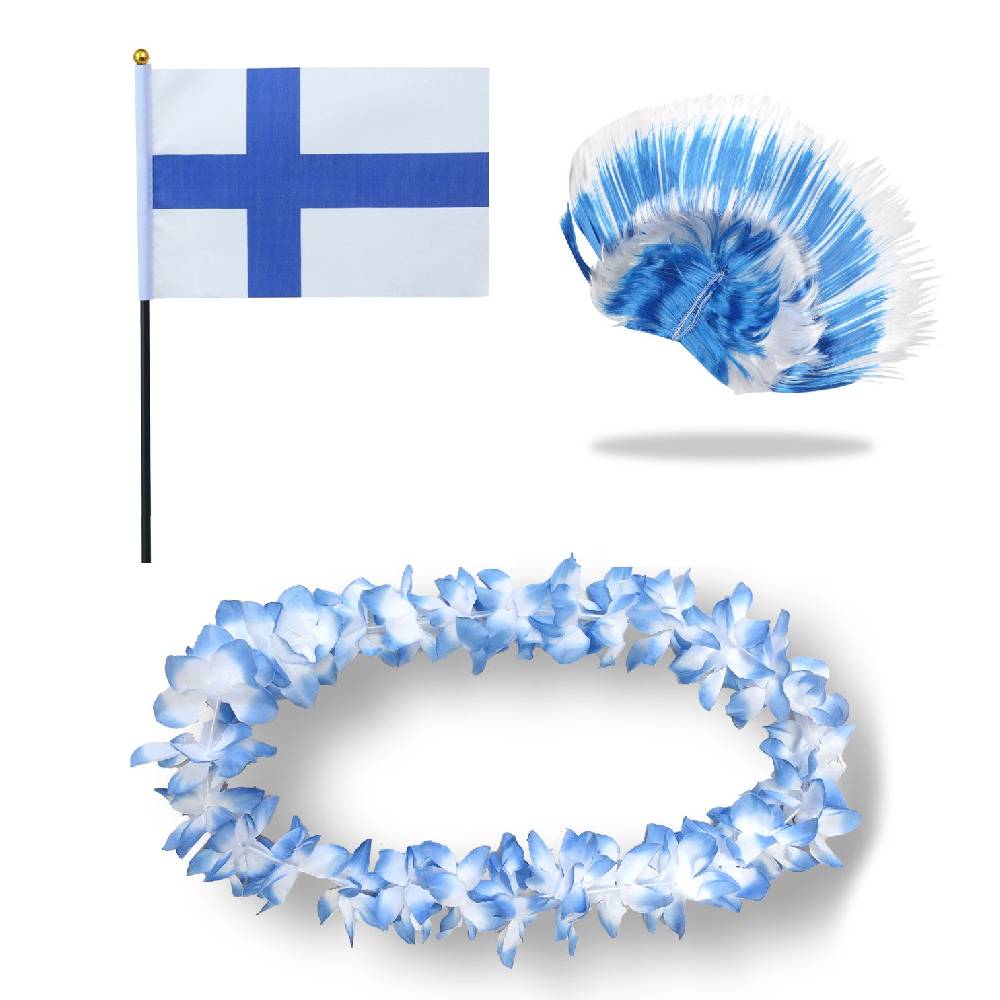 Sonia Originelli Fanset "Finnland" Blumenkette Fahne Flagge Perücke Irokese