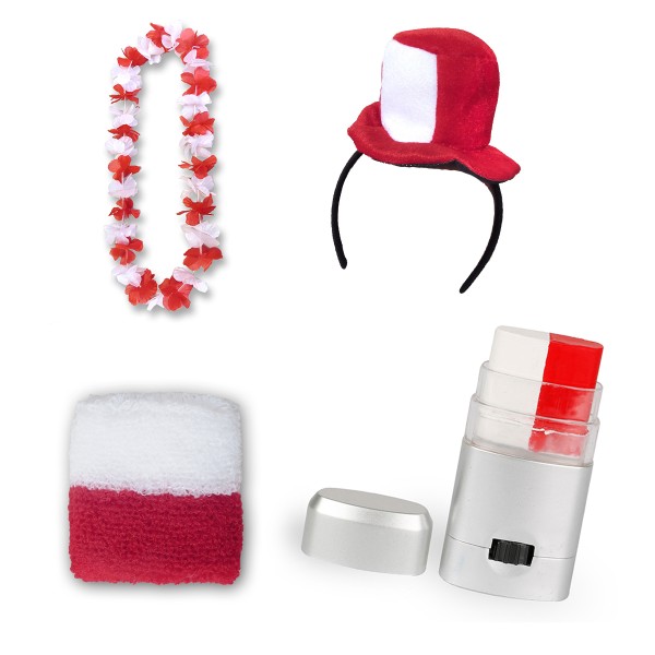 Sonia Originelli Fanset "Georgien" Georgia Mini Zylinder Haarreif Blumenkette Schminkstift Schweißband