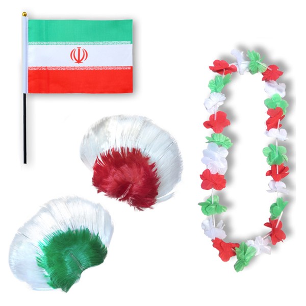 Sonia Originelli Fanset "Iran" Blumenkette Fahne Flagge Perücke Irokese