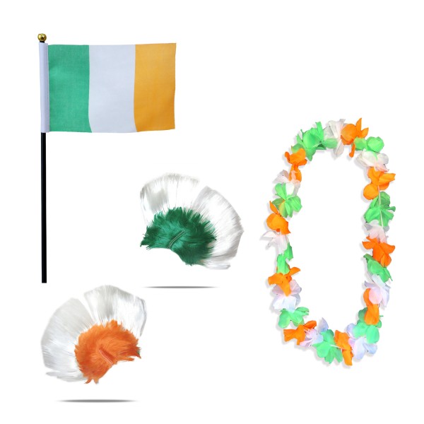 Sonia Originelli Fanset "Irland" Blumenkette Fahne Flagge Perücke Irokese