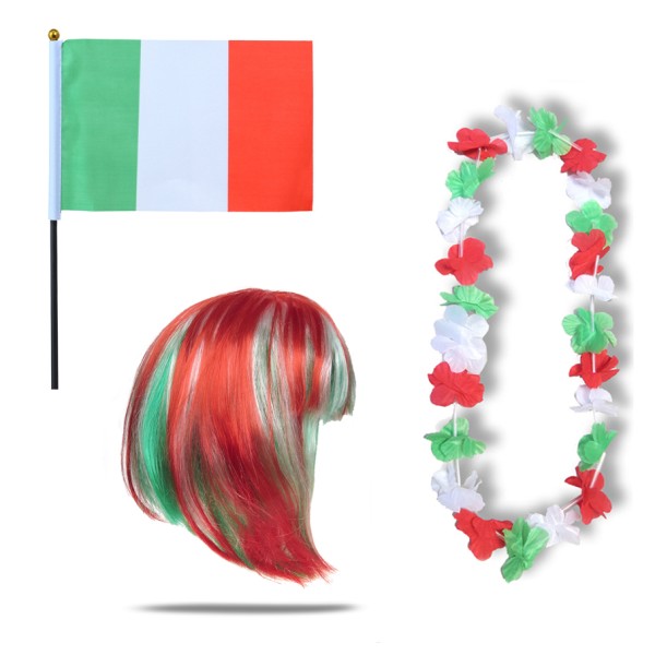 Sonia Originelli Fanset "Italien" Italy Italia Blumenkette Fahne Flagge Perücke Bob