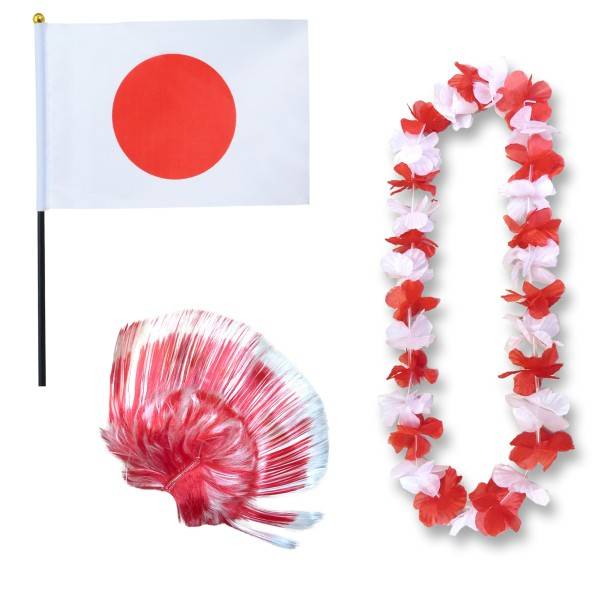Sonia Originelli Fanset "Japan" Blumenkette Fahne Flagge Perücke Irokese