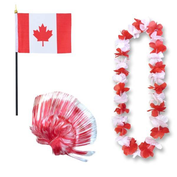 Sonia Originelli Fanset "Kanda" Canada Blumenkette Fahne Flagge Perücke Irokese