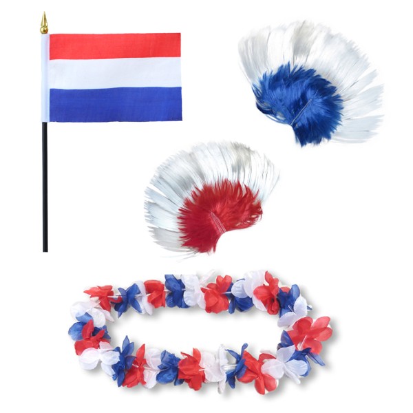 Sonia Originelli Fanset "Niederlande" Netherlands Holland Blumenkette Fahne Flagge Perücke Irokese