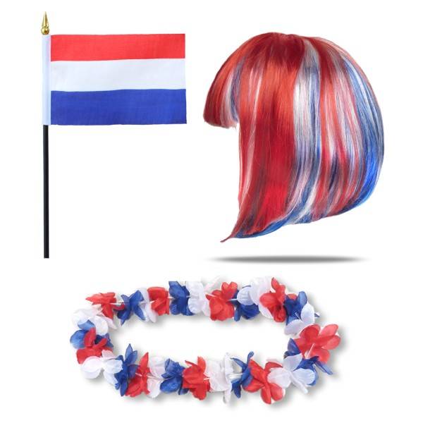 Sonia Originelli Fanset "Niederlande" Netherlands Holland Blumenkette Fahne Flagge Perücke Bob
