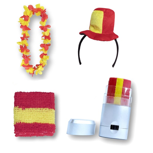 Sonia Originelli Fanset "Nordmazedonien" North Macedonia Mini Zylinder Haarreif Blumenkette Schminkstift Schweißband