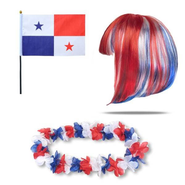 Sonia Originelli Fanset "Panama" Blumenkette Fahne Flagge Perücke Bob