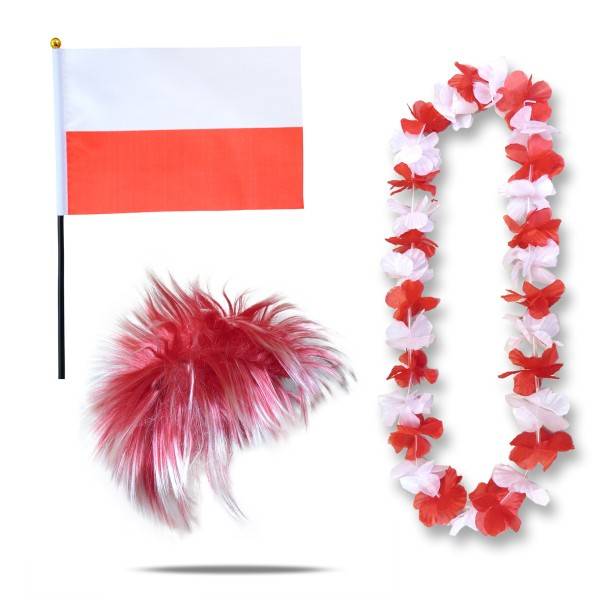Sonia Originelli Fanset "Polen" Poland Polska Blumenkette Fahne Flagge Perücke Wig