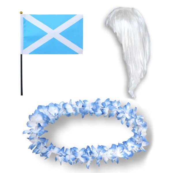 Sonia Originelli Fanset "Schottland" Scottland Blumenkette Fahne Flagge Perücke Langhaar