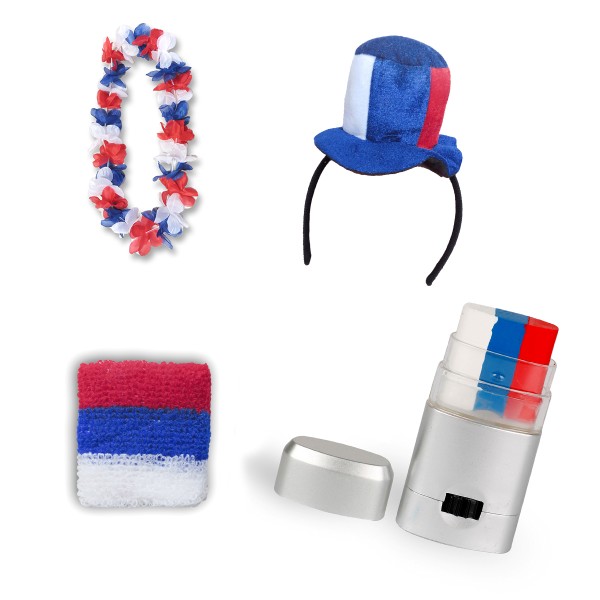 Sonia Originelli Fanset "Slowakei" Slovakia Mini Zylinder Haarreif Blumenkette Schminkstift Schweißband