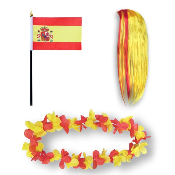 Sonia Originelli Fanset "Spanien" Spain Espana Blumenkette Fahne Flagge Perücke Langhaar