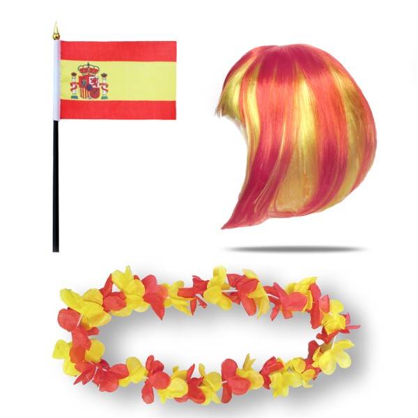 Sonia Originelli Fanset "Spanien" Spain Espana Blumenkette Fahne Flagge Perücke Bob