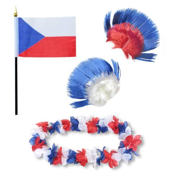 Sonia Originelli Fanset "Tschechien" Czech Republic Blumenkette Fahne Flagge Perücke Irokese