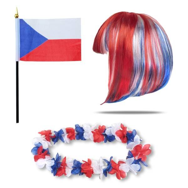 Sonia Originelli Fanset "Tschechien" Czech Republic Blumenkette Fahne Flagge Perücke Bob
