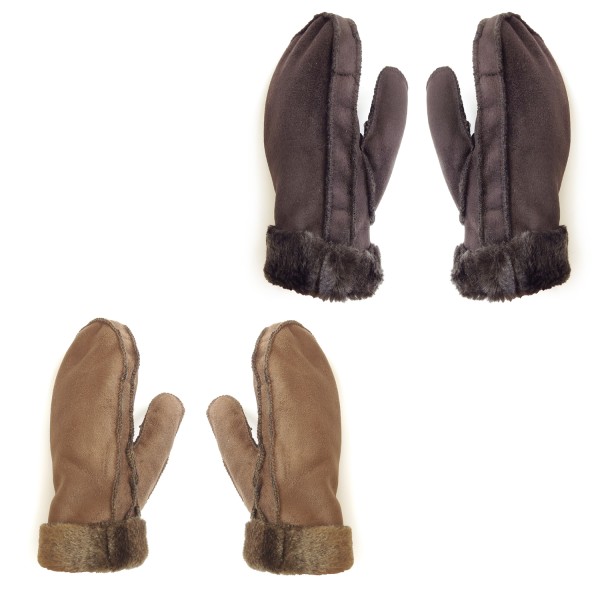 Sonia Originelli Fausthandschuhe Faux-Leder Velouroptik Kunstfell Samt Velvet Kuschelig