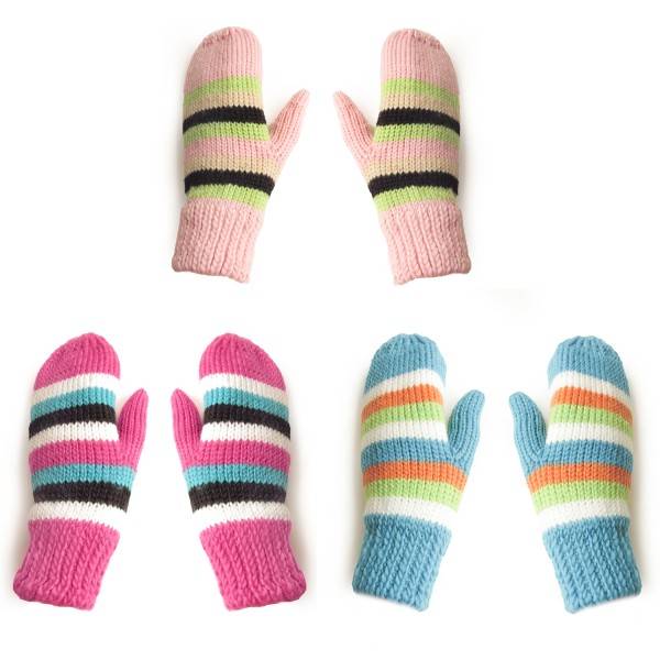 Sonia Originelli Fausthandschuhe Streifen Fäustlinge Teenager Erwachsene Strick