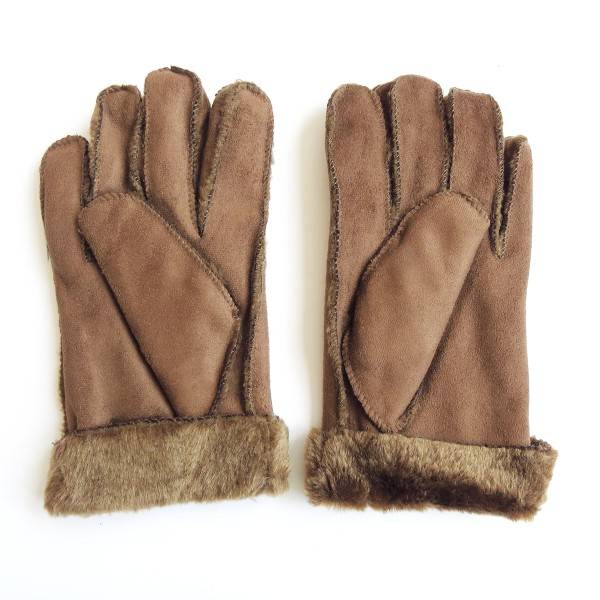 Sonia Originelli Fingerhandschuhe Faux-Leder Velouroptik Kunstfell Samt Velvet Kuschelig