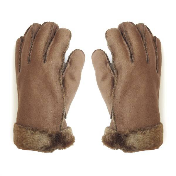 Sonia Originelli Fingerhandschuhe Faux-Leder Velouroptik Kunstfell Samt Velvet kuschelig