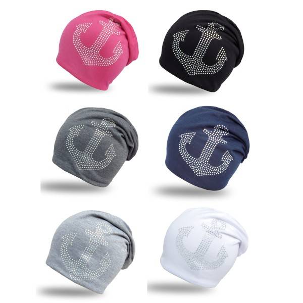 Sonia Originelli Fleece Beanie "Anker Strass" Steine Winter Jersey