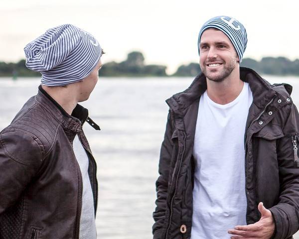 Sonia Originelli Fleece Beanie "Anker" Streifen Maritim Winter Unisex