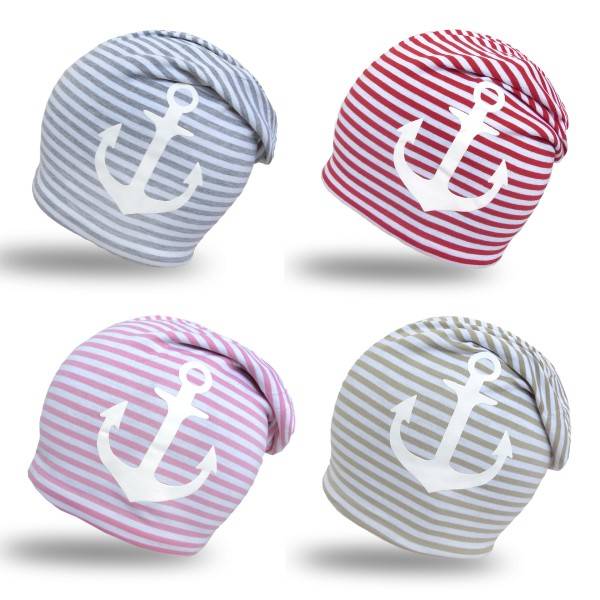 Sonia Originelli Fleece Beanie "Anker" Streifen Maritim Winter Unisex