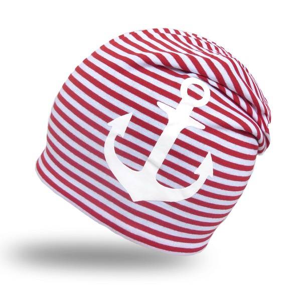 Sonia Originelli Fleece Beanie "Anker" Streifen Maritim Winter Unisex