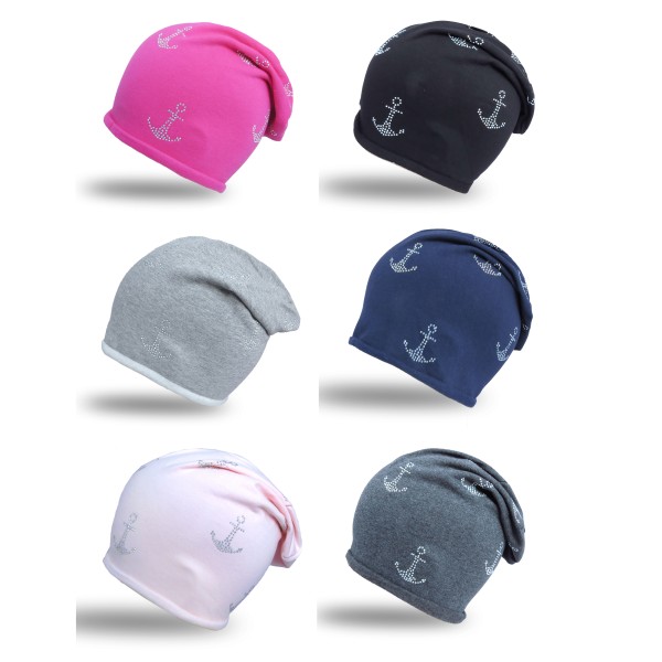 Sonia Originelli Fleece Beanie "Mini Anker Fleece" Strass Mütze Winter Premium