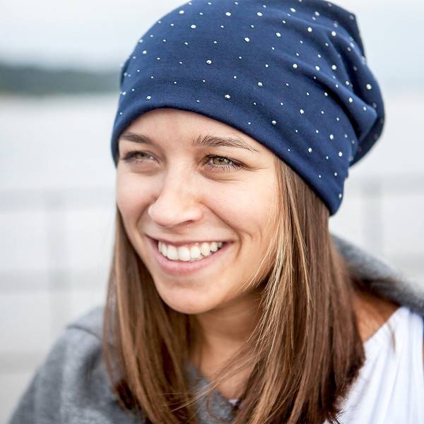 Sonia Originelli Fleece Beanie "Nieten" Steinchen Glitter Übergangsmütze Gefüttert