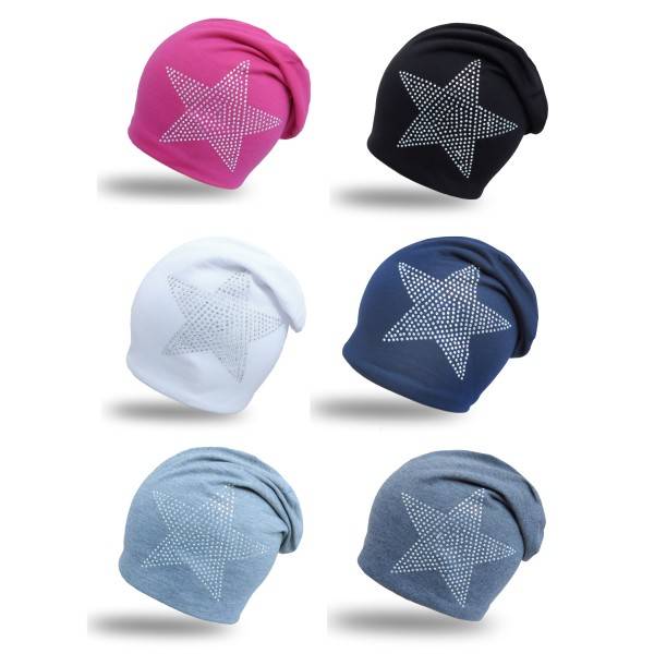 Sonia Originelli Fleece Beanie "Stern Strass" Steinchen Glitzer Übergangsmütze