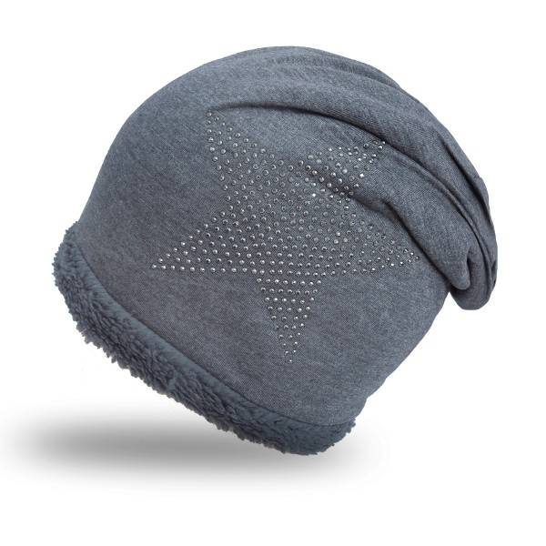 Sonia Originelli Fleece Beanie Strass-Stern Steinchen mit weichem Teddyfell gefüttert