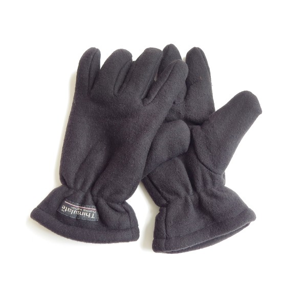 Sonia Originelli Handschuhe Winter Finger Fleece Schwarz Klettverschluss