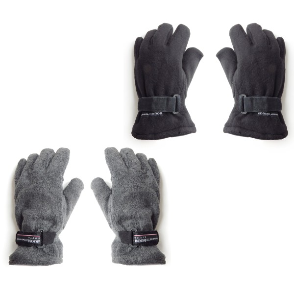 Sonia Originelli Handschuhe Winter Finger Fleece Schwarz Klettverschluss