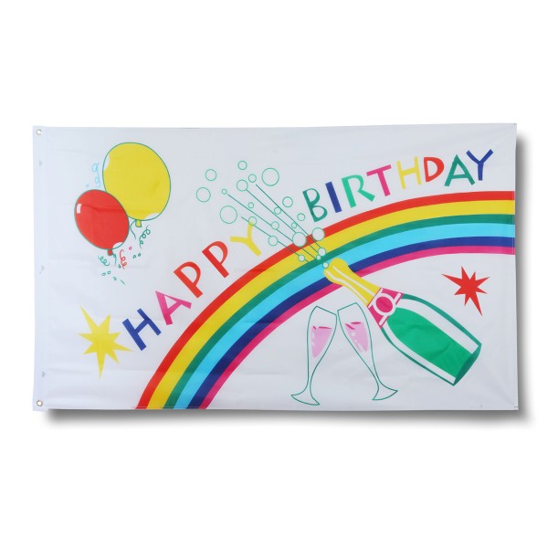 Sonia Originelli Happy Birthday Fahne Flagge 90 x 150 cm Fanartikel Hissfahne Ösen WM EM