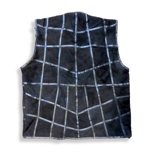 Sonia Originelli Herrenweste Naturfell Leder Patchwork Jacke